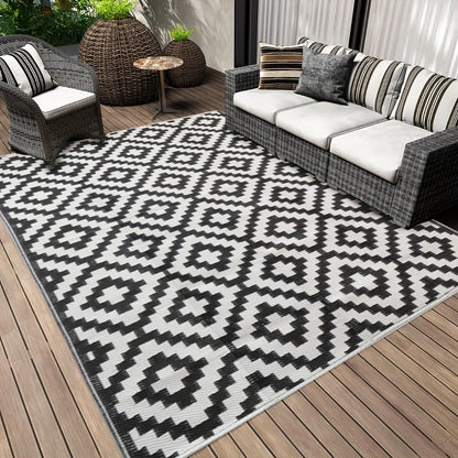 Double-Sided Waterproof Reversible Plastic Mats Modern Large Floor Mats and Rugs Durable PP Material Camping Picnic Mat