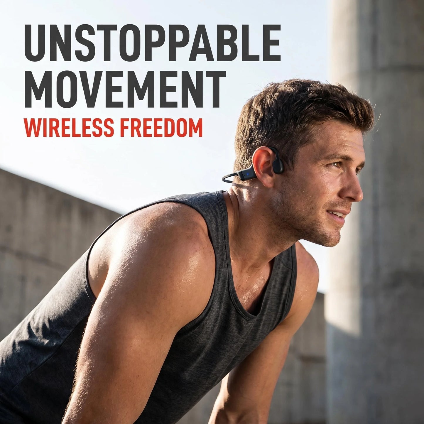 2026 New Bluetooth 5.3 Bone Conduction Headphones Open-Ear Wireless Earphones, 20H Long Battery ENC Mic, Lightweight Sweatproof for Running