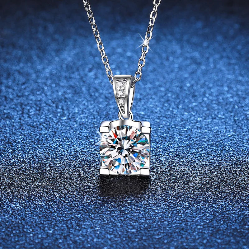 0.5-2CT D Color Moissanite Woman Pendant Sier Necklace For Women Chains Party Bridal Fine Jewelry 925sterling Silver Necklace