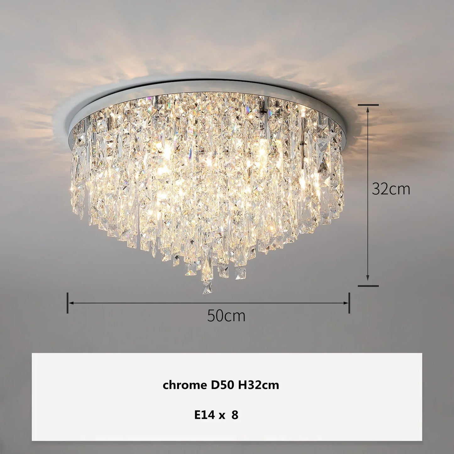 Modern Luxurious Crystal Ceiling Lamp Gold & Silver Color for Living Room Dining Room Bedroom - Elegant Lighting Fixture