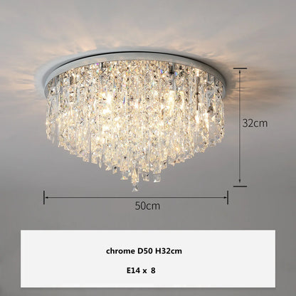 Modern Luxurious Crystal Ceiling Lamp Gold & Silver Color for Living Room Dining Room Bedroom - Elegant Lighting Fixture