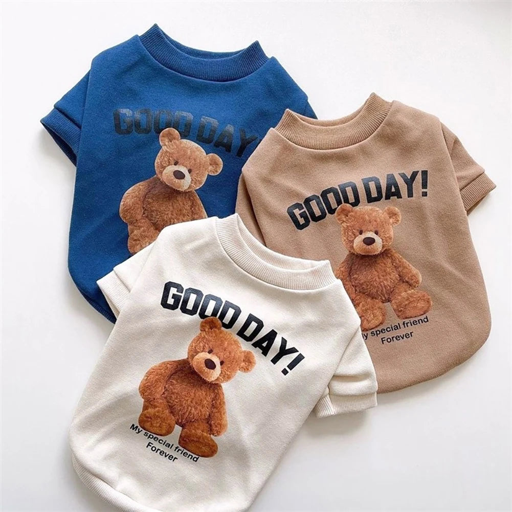 Autumn Winter Puppy Hoodie Clothing Cartoon Bear T Shirt Vest Cat Sweater with Pocket Big Dog Sport Shirt Pet Vest Pet Clothes