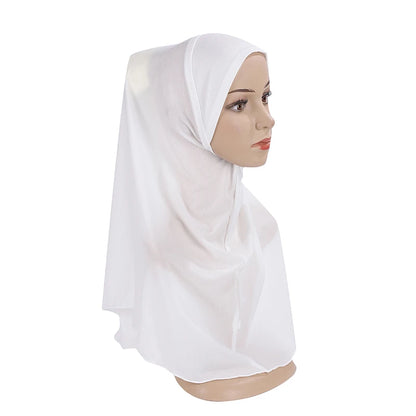 H120a big girls plain hijab hats muslim scarf islamic headscarf hat amira pull on headwrap beautiful 10 years girl scarf