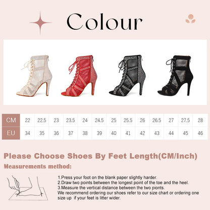 SWDZM Women Dance Boots Shiny Latin Jazz Dance Shoes Full Rhinestone Dancing Boots Customizable Heels Women Ladies Dancing Shoes