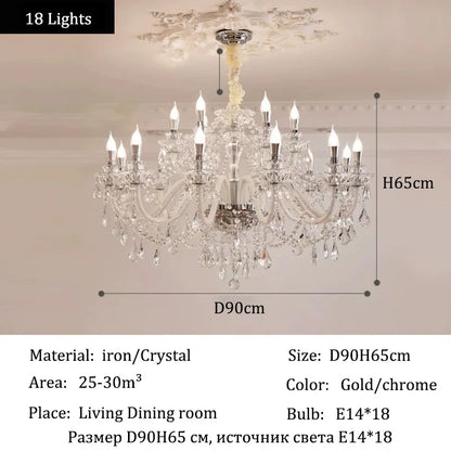 Luxury Home Crystal Chandeliers Villa Lighting for Living Room Decorate LED Ceiling Pendant Lights Indoor Hanging Lights Fixture