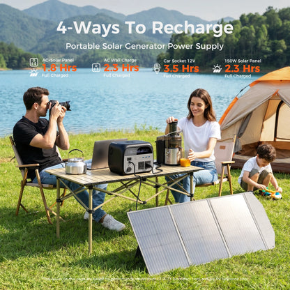 CTOLITY AP400 500W Solar Generator Portable Power Station Lifepo4 + SPC100-ETFE 100W ETFE Solar Panel Charger for Camping Power Bank Home