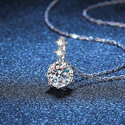 NeeTim 1ct 6.5mm D Color Moissanite Sparkling Pendant Necklace 925 Sterling Silver Neck Chain Necklaces Gift for Women Wholesale