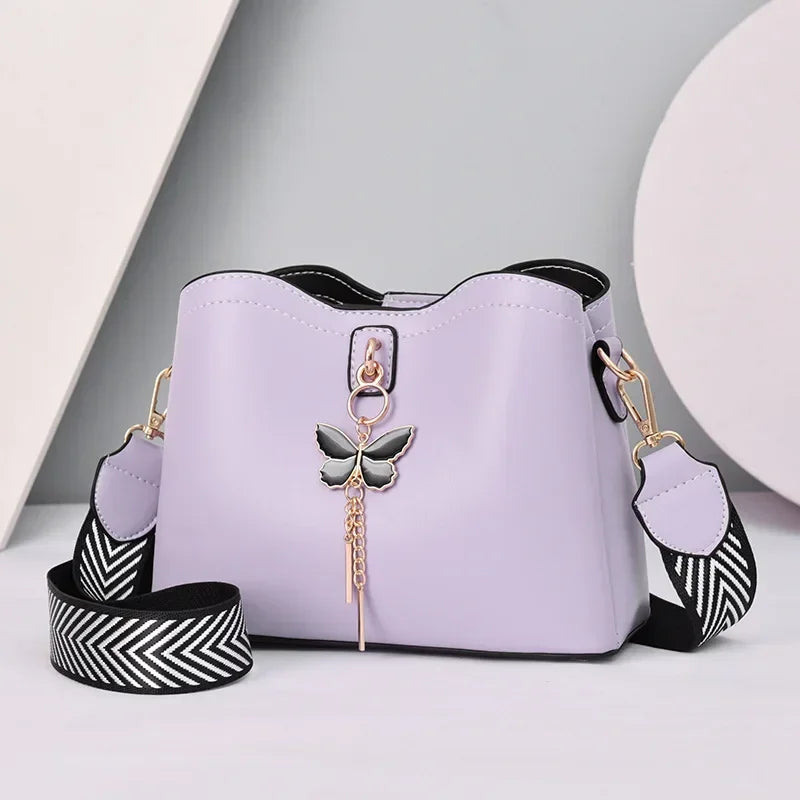 2025 Women White Handbag New Designer Butterfly Tassel PU Leather Messenger Bags Ladies Crossbody Female Tote Shoulder Bag