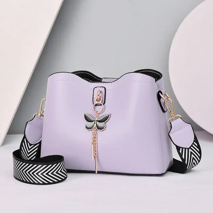 2025 Women White Handbag New Designer Butterfly Tassel PU Leather Messenger Bags Ladies Crossbody Female Tote Shoulder Bag