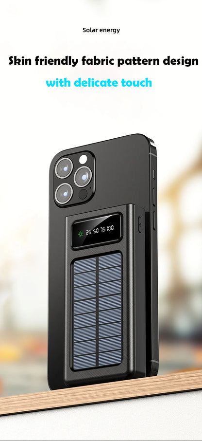 OnePlus 500000mAh Solar Power Bank Ultra Capacity USB 4 in1 Super Fast Charging USB TypeC LED Light Outdoor For iPhone Samsung