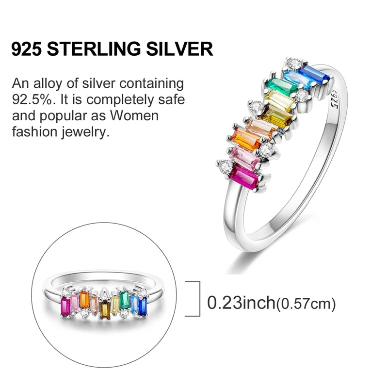 LAZA 925 Sterling Silver Colorful Rings Sparking Zirconium Bowknot Moon Sun Original Ring For Women Anniversary Wedding Gifts