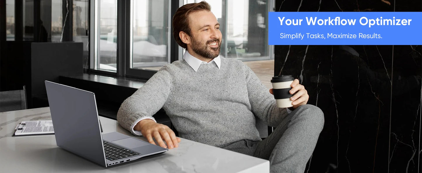 Windows 11 Pro Laptop with 14.1" 2K Screen, 16GB RAM, 512GB SSD, Intel Core Processor, Ultra-Thin and Light Notebook