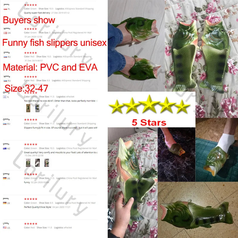 Funny Beach Slippers Unisex Men's Summer Slides Designer Unicorn Fish Slippers Boys Plus Size 31-47 Outdoor Flip Flops