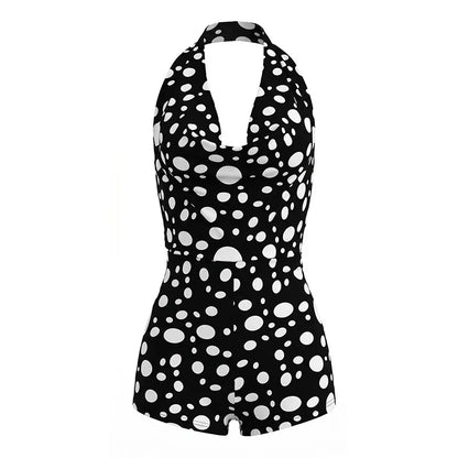Sexy Polka Dot Romper Women Summer Sleeveless Crew Neck Backless  Bodycon Rompers Jumpsuit for Woman Playsuit