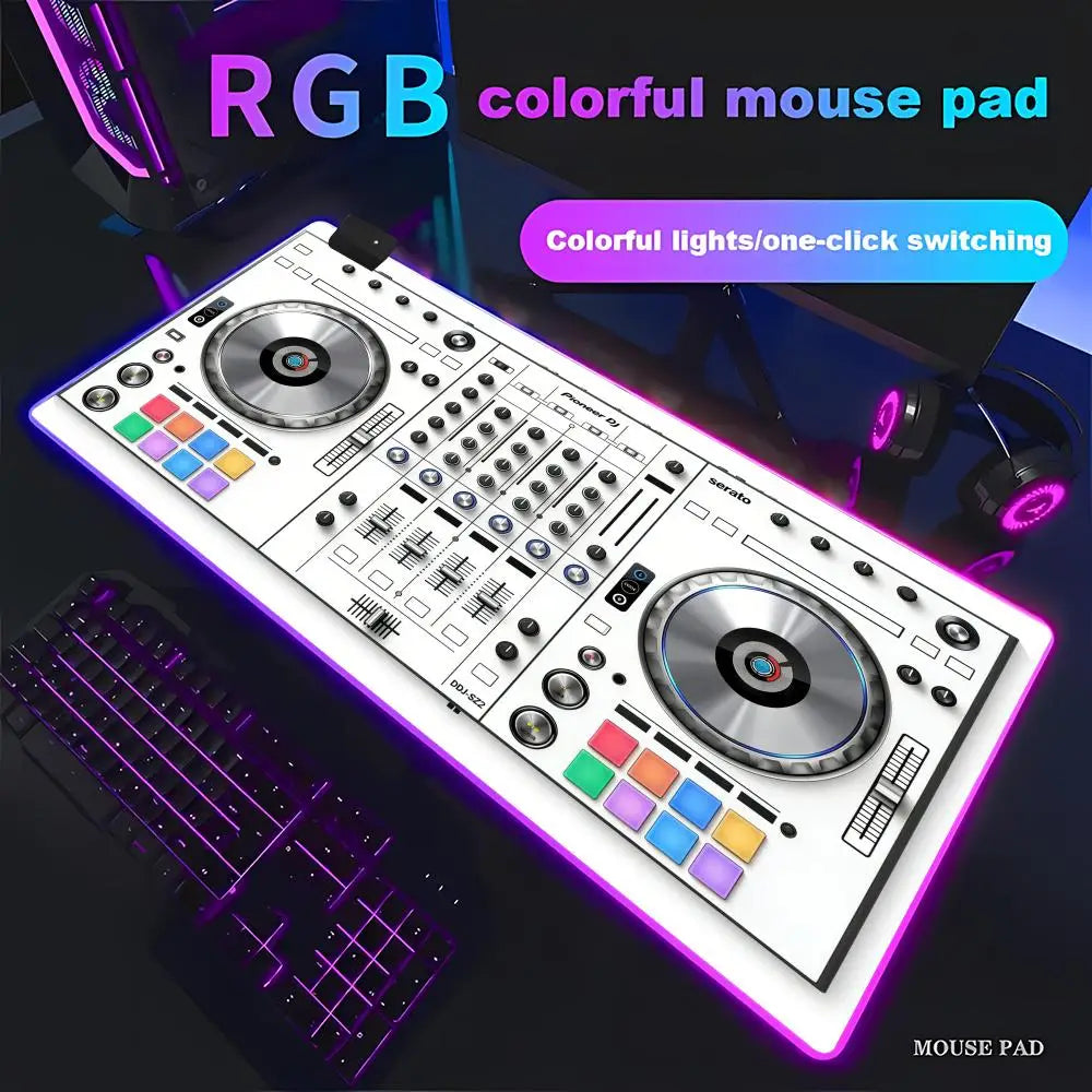 RGB Radio Dj Workbench Mouse Pad Gamer HD Large HD HYBXAXC Desk Mats MousePads Natural Rubber Carpet Anti Slip Laptop Mice Pad