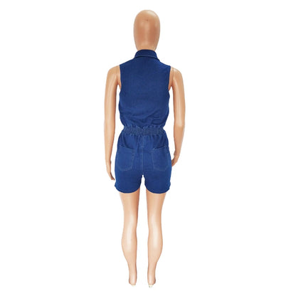 Streetwear Jeans Shorts Jumpsuit Summer Clothes Women 2024 Sleeveless Bodycon Denim Rompers Playsuits One Pieces Overalls Outfit