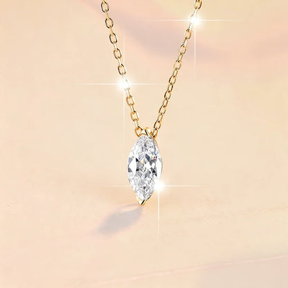 OXTAO Moissanite Solitaire Pendant Necklace 5x10mm Marquise Cut for Women 14K Gold Filled Luxury Chain Necklace Wedding Jewelry