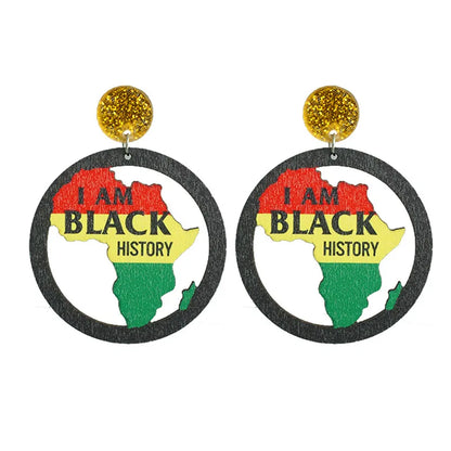 New June Festival Black Liberation Day Earrings African Exaggerate Earrings with Multi Material Festival Atmosphere Earring Gift
