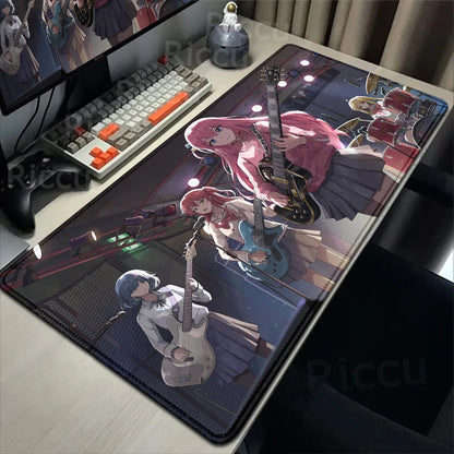 Anime HD Print Mouse Pad Bocchi The Rock Large Gaming Mousepad Rubber Computer Mouse Mat Gamer Locking Edge Accessories Non-slip