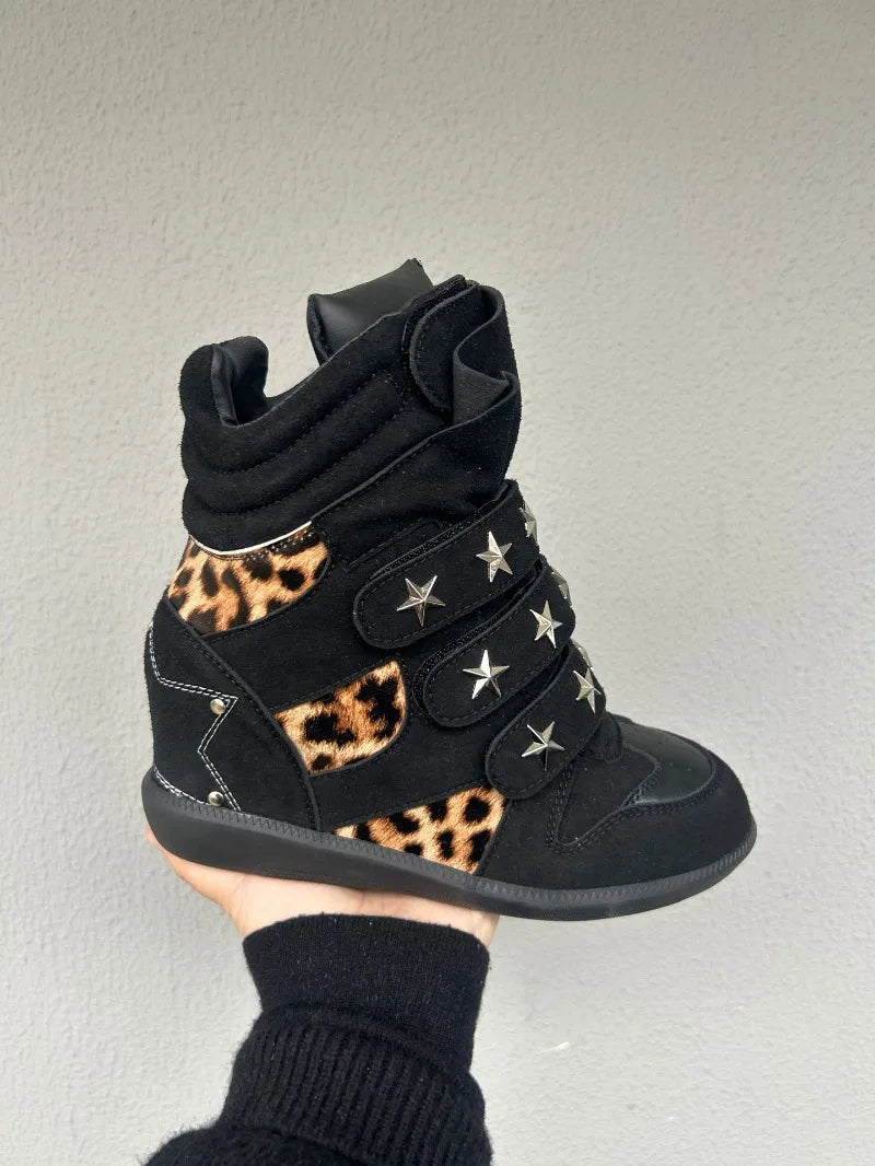 New Women Shoes Luxury Genuine Leather Ankle Boots for Woman Fashion Leopard Print Sports Casual Shoe Designer Shoes Botas Mujer