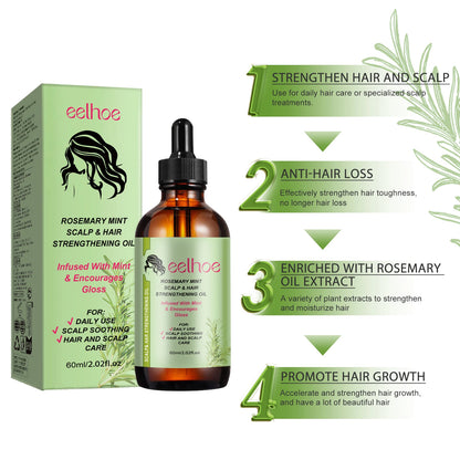 EELHOE Rosemary Hair Care Essential Oil - Reduces Frizz, Enhances Shine, Mint-Infused, Nourishing Care for Women and Men 1set