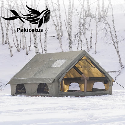 PAKICETUS Inflatable camping tent 4-8 people with windows portable water-resistant camping tent  Four season tents