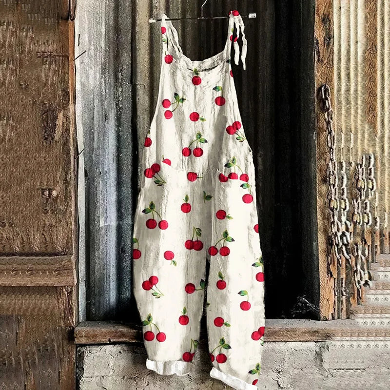 Suspenders Jumpsuits Women Print One Piece Pocket Overalls Sling Long Pants Casual Loose High Waist Rompers Y2k Streetwear 2025
