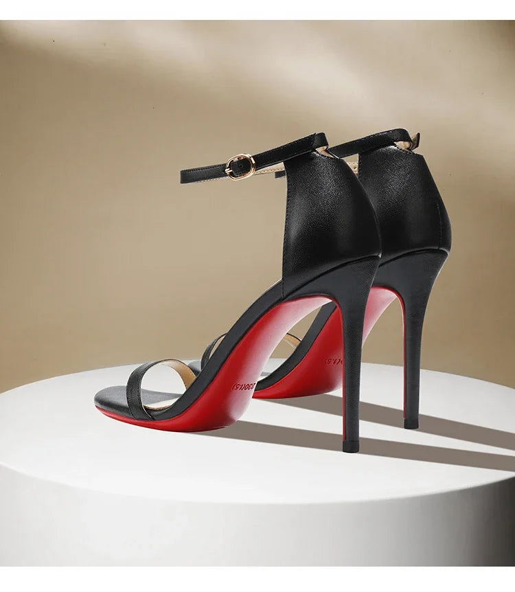 Sandals, Women's Summer New High Heels, Women's Slim Heels, Sexy and Fashionable, Golden Open Toe Straight Strap Sandals