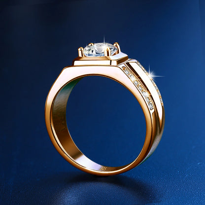 Trends 2025 Luxury Moissanite Ring Men Hip Hop Wedding Band Original 925 Sterling Silver Pass Diamond Test With Certificate Gift