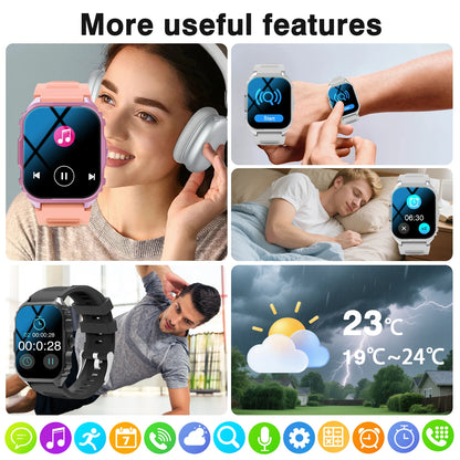 New Lightweight Casual Running Smart Watch, SMS Alerts, Wireless Calling, Changeable Watch Faces, Fitness Monitor, Music Playback, Weather Forecast,Suitable for Iphone & Android