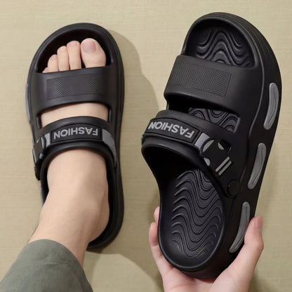 Summer Men's Slippers Thick-Soled Non-Slip Breathable Open toed Sandals Casual Beach Slippers For Men Outdoor Indoor Home Shoes