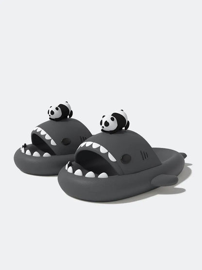 4cm Thick Sole Shark Slippers For Women Men Indoor Beach Slides Cute DIY Night Glowing Lantern Couples Summer Street Sandals