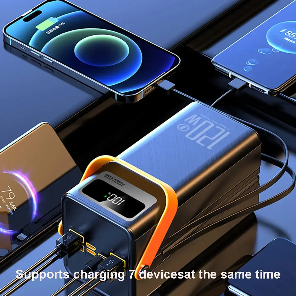 Portable Power Bank 30000mAh 60000mAh 120W Fast Charging Emergency Power Station with LED Charger for Home Camping And Phone