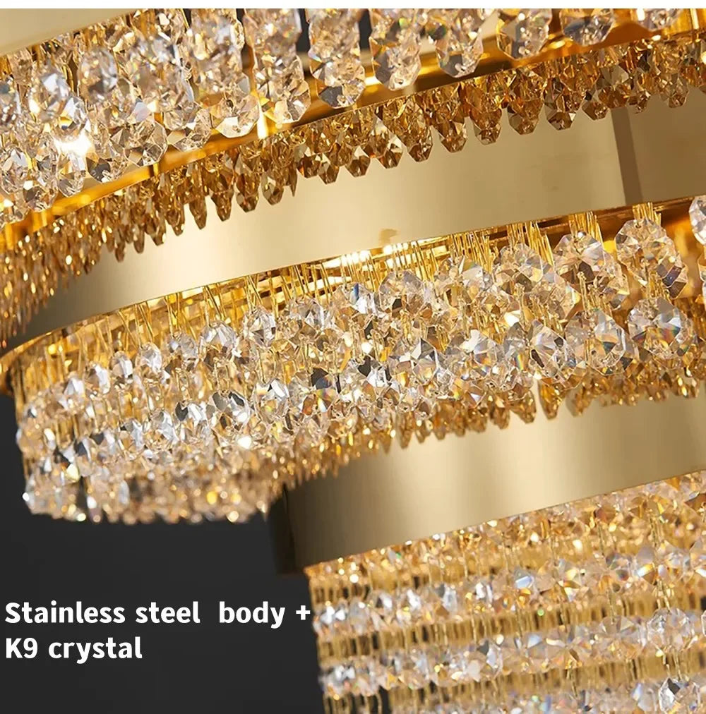 Luxury Crystal LED Hanging Chandeliers Italian Design Modern Pendant Lights Living Dining Room Home Restaurant Lighting Fixtures
