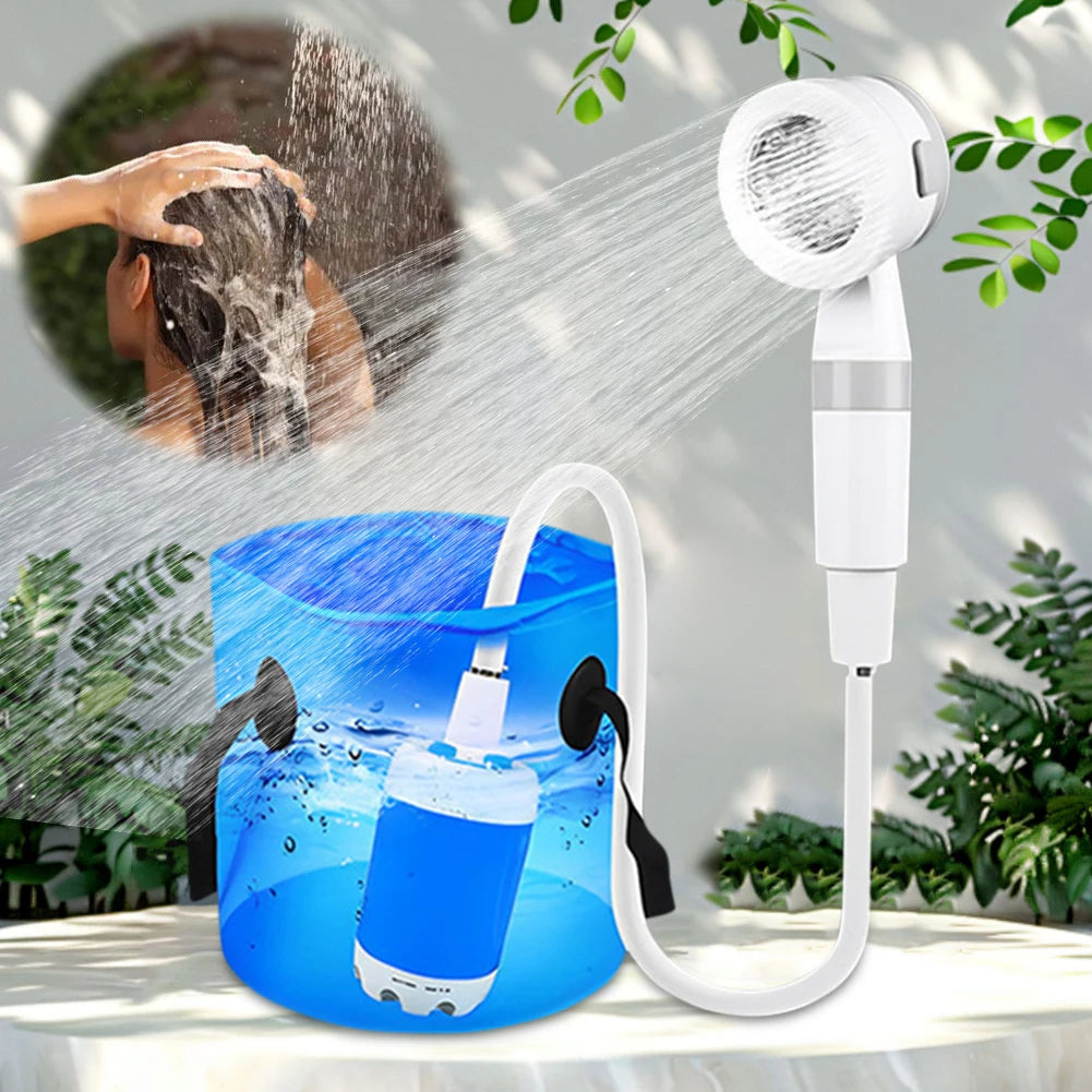 Portable Camping Shower Pump with Digital Display 4000mAh Upgraded Rechargeable Electric Shower Pump Camping Beach Dormitory