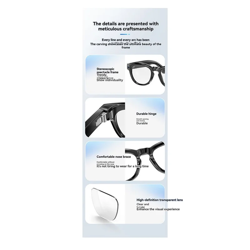 A99E-GS80 AI Smart Bluetooth Glasses–Photo Capture, Call Music Functions, Automatic Speech Recognition For License Plates