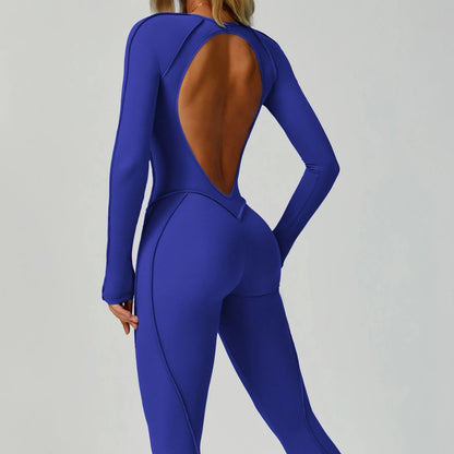 Sexy Hollow Back Long Sleeve Yoga Jumpsuit Women Quick Dry One-piece Yoga Suit Gym Training Leggings Playsuit Slim Fit Bodysuits