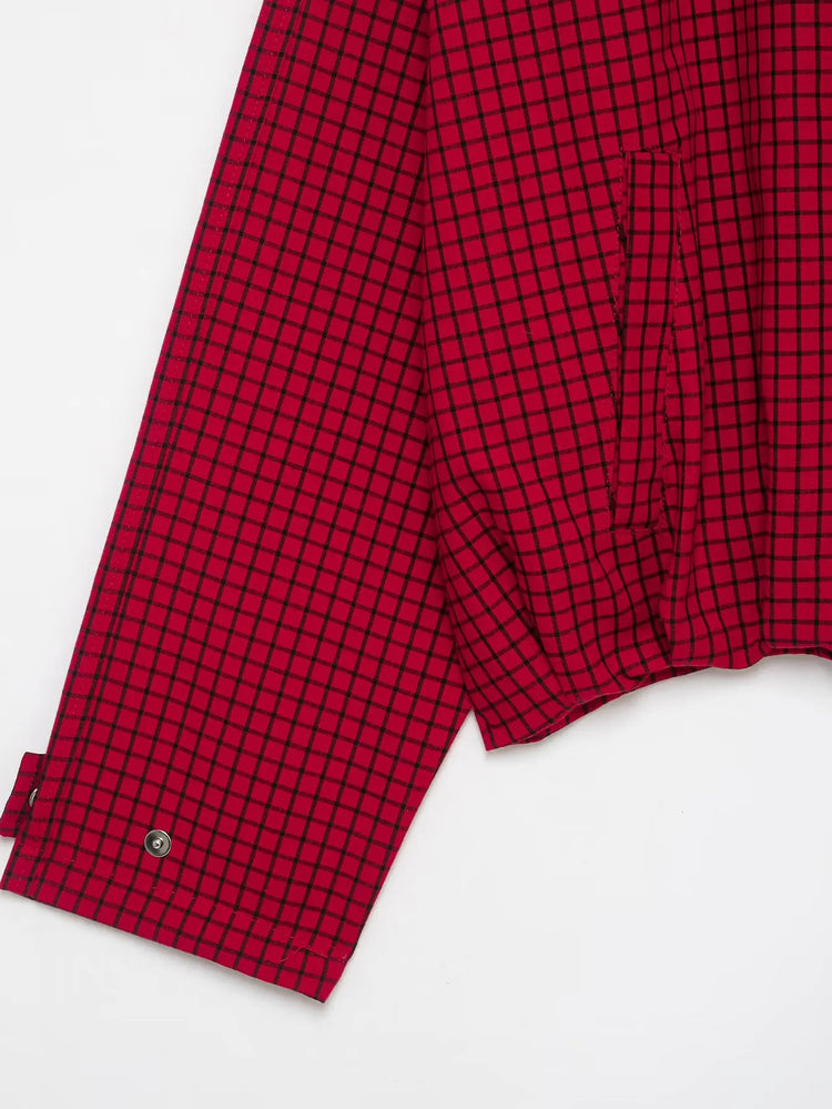 Autumn Fashion Plaid Bomber Jacket Women's Jacket Crop Oversized Long Sleeve Top Casual Zipper Outerwears Outdoor Coats