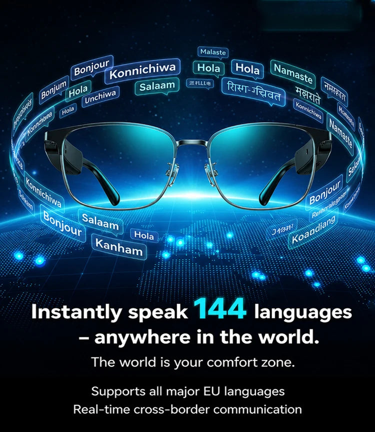 AI Smart Glasses Photochromic Lenses Touch Voice Control Bluetooth Call Real-Time Translation UV400 Multifunctional Eyewear