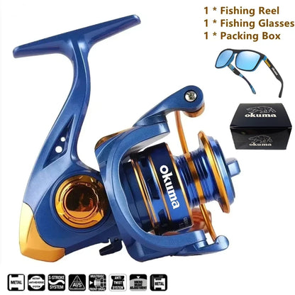 Okuma High Speed Fishing Reel with 10KG Max Drag 5.2:1 Metal Spool Spinning Wheel Gear Ratio High Speed Casting Fishing Reel