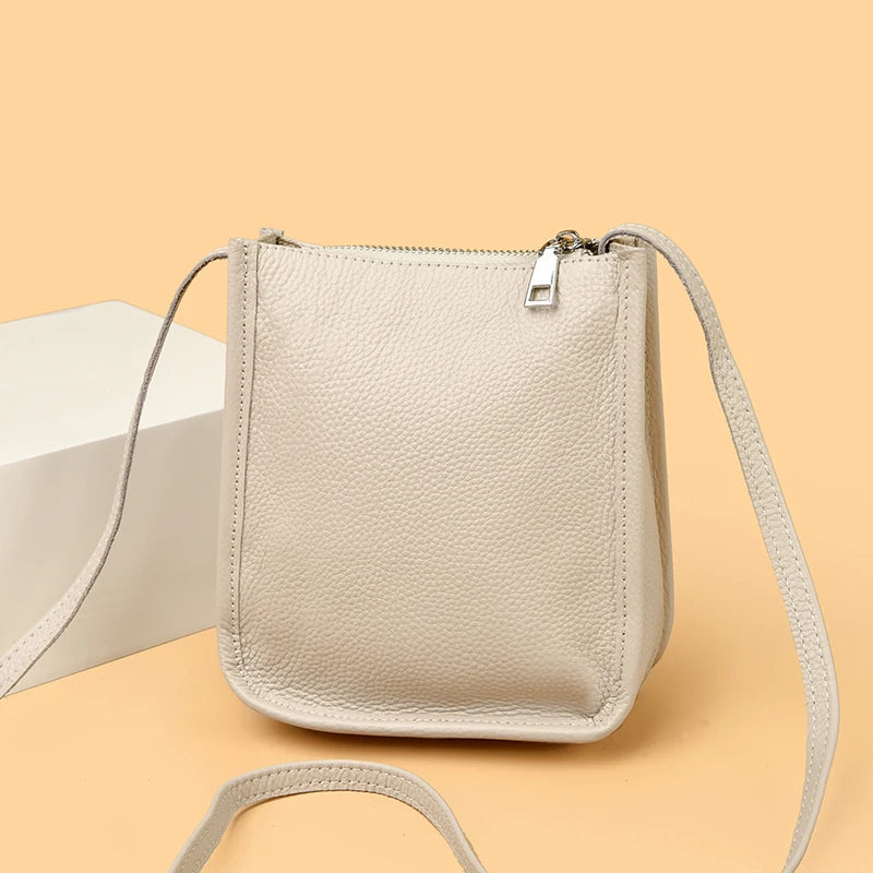 High Quality Genuine Leather Crossbody Bag for Women Vintage Cowhide Leather Shoulder Bag Small Luxury Designer Satchel Handbags