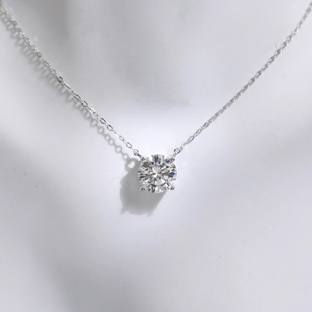 JoyceJelly 1/2/3/5 Carat Moissanite Necklace for Women 925 Sterling Silver Wedding Bridal Fine Jewelry for Women