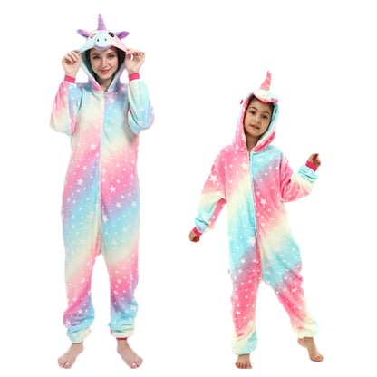 S M L XL Women One-piece Pajama Plush Flannel Jumpsuit Adult Winter Kigurumi Anime Onesies Halloween Unicorn Cosplay Costumes