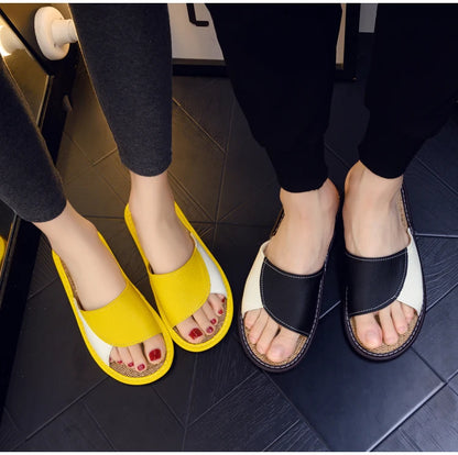 NewLight Luxury Genuine Leather Sheepskin Women's Slippers PVC Rubber Sole Non-Slip Summer Shoes Comfortable Soft Couple Sandals