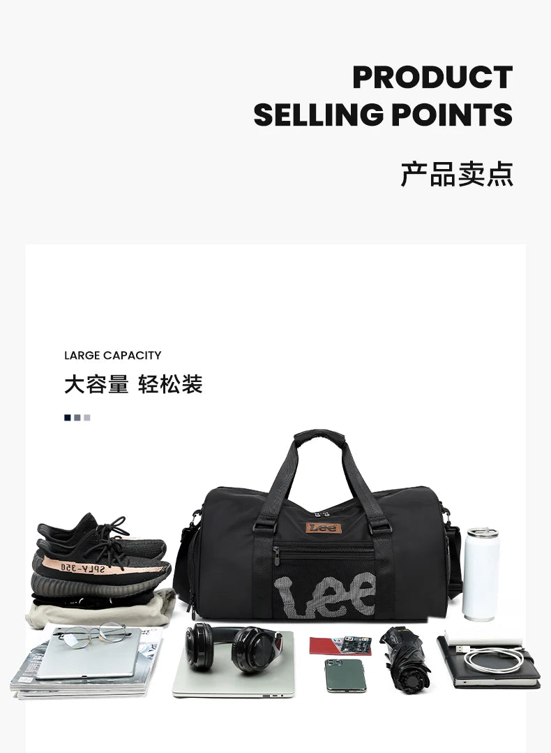 LEE Smart Gym Duffel Bag with Shoe Compartment Dry Wet Bag Men Women Waterproof Large Size Sport Training Luggage Travel Bag