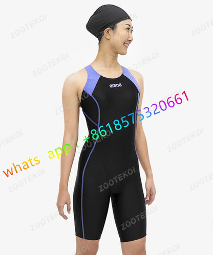 Female Versatile Training Swim Suit Knee Length Swimwear Bodysuit Sports Race Swimming Swimsuit Summer Open Water Bathing Suit