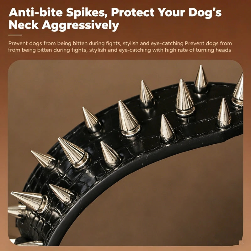 5CM Wide Spiked Studded Dog Collar Anti-Bite PU Leather Pet Collar for Large Dogs Pitbull Mastiff Pet Supplies Accessories