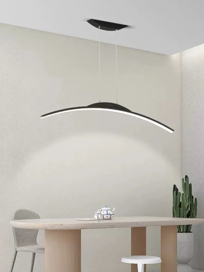 Curved Arc Chandelier for Dining Room Kitchen Bar Living Bedroom Ceiling Pendant Lamp Simple Suspension
