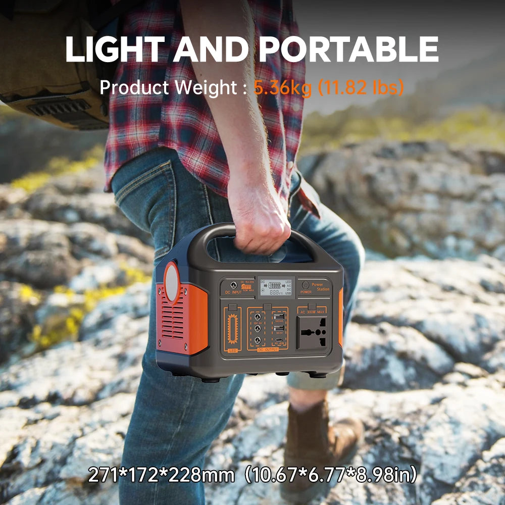 Gaiaray 500W 300W Portable Power Station 460.8Wh LiFePO4 Battery Charging Station 110V Solar Generator Emergency Power Bank for Camping Travel