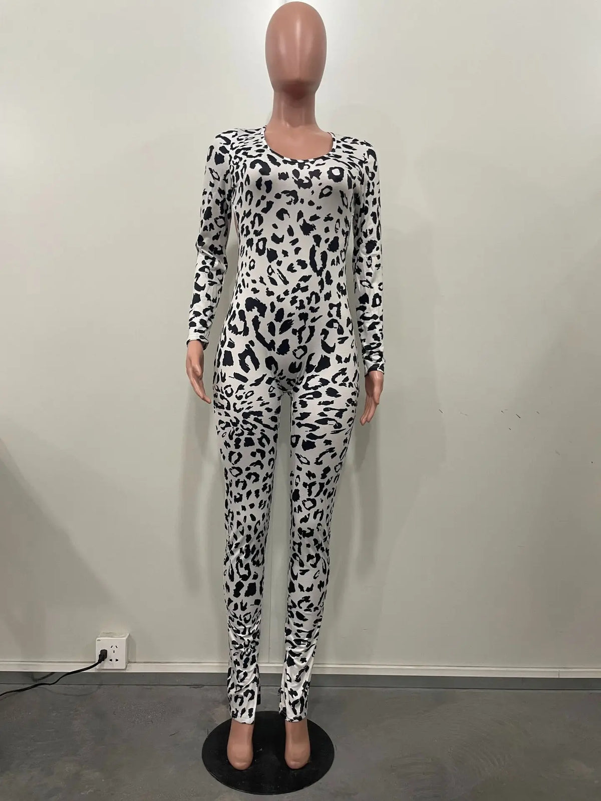 Summer Sexy Leopard Jumpsuit Women Backless Lace-up Shirring On Hips Slim Stretchy Pencil Pants Tights Rompers Casual 63972